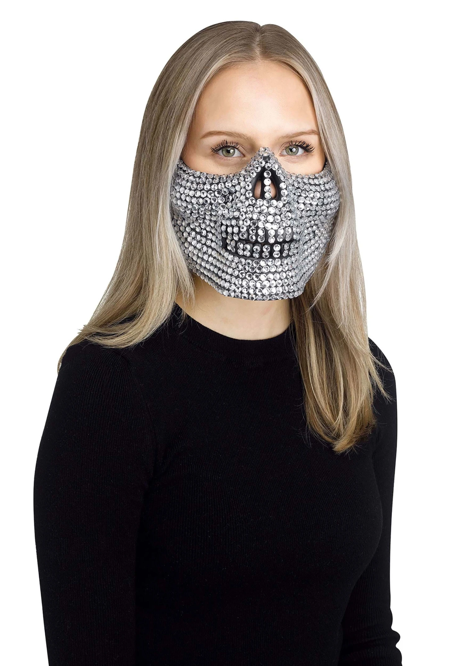Fun World Rhinestone Half Skull Costume Mask 1 Fun World Rhinestone Half Skull Costume Mask