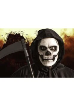 Self-Adhering Skeleton Costume Mask With Separate Jaw Piece -Halloween Night Deals Store self adhering skeleton mask with separate jaw pc alt 2
