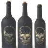 Set Of Three Matte Black LED Skull Bottles