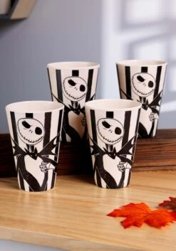 Set Of 4 Disney Nightmare Before Christmas Jack Striped Tumblers