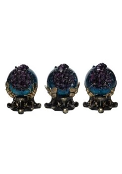 Set Of Three Celestial Spooky Geode Globes Decoration