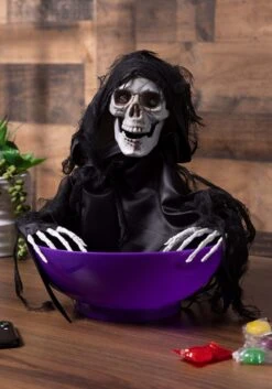 Animated Candy Bowl With Shaking Grim Reaper Decoration -Halloween Night Deals Store shaking reaper candy bowl alt 3