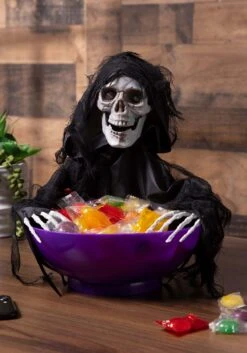 Animated Candy Bowl With Shaking Grim Reaper Decoration -Halloween Night Deals Store shaking reaper candy bowl alt 4
