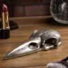 Raven Skull Silver Hand Mirror Decoration
