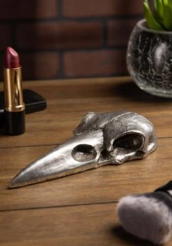 Raven Skull Silver Hand Mirror Decoration