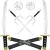 Skeleteen Ninja Weapons Toy Set - Fighting Warrior Weapon Costume Set With Katana Swords, Sai Daggers, And Shuriken Stars - 6 Pieces
