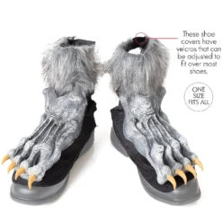 Skeleteen Werewolf Feet Shoe Covers - Silver Grey Were Wolf Monster Foot Claws Costume Accessories -Halloween Night Deals Store skeleteen werewolf feet shoe covers silver grey were wolf monster foot claws costume accessories14238190 a01NOWA