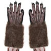 Skeleteen Werewolf Hand Costume Gloves - Brown Hairy Wolf Claw Hands Paws Monster Costume Accessories For Kids And Adults