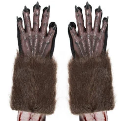 Skeleteen Werewolf Hand Costume Gloves - Brown Hairy Wolf Claw Hands Paws Monster Costume Accessories For Kids And Adults