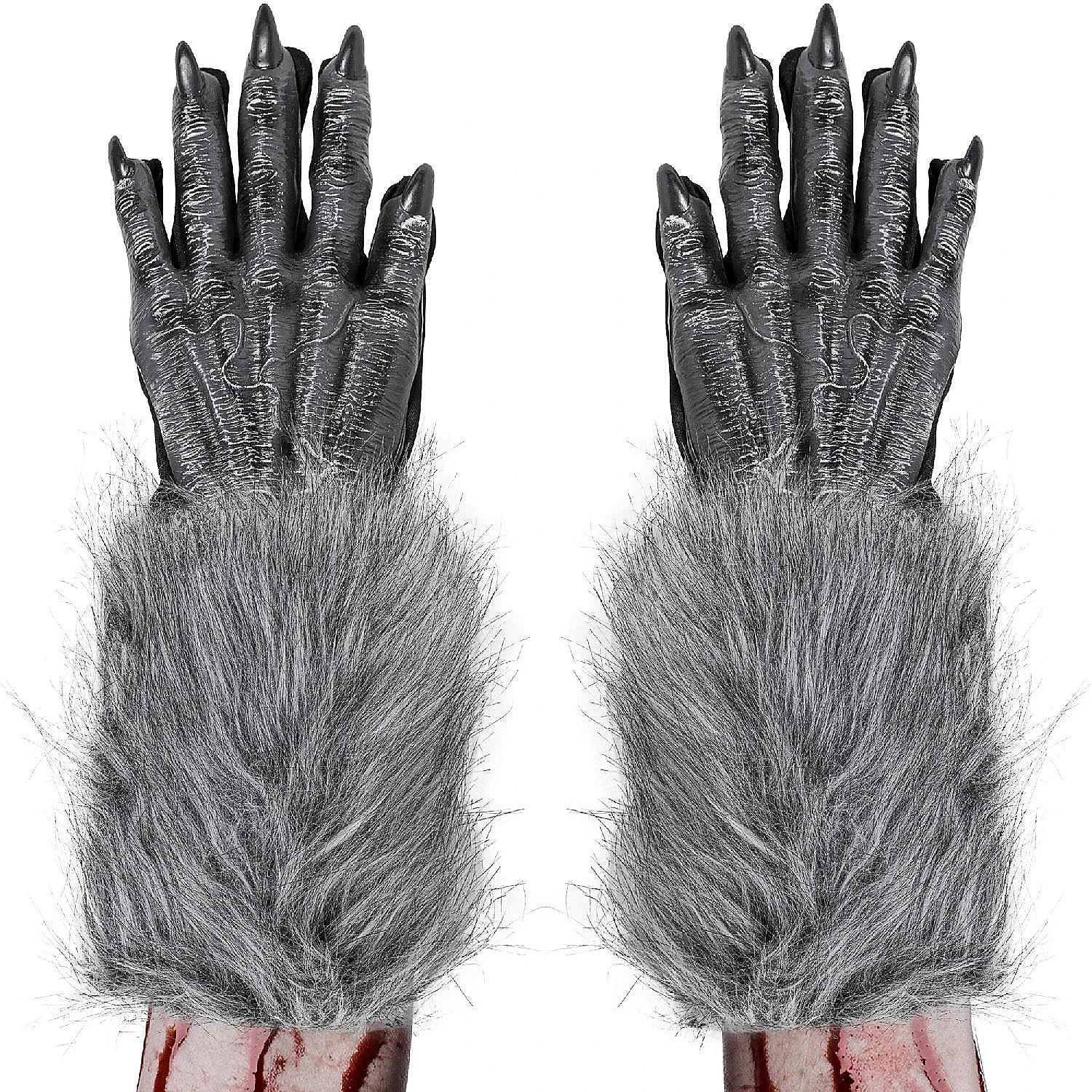 Skeleteen Werewolf Hand Costume Gloves - Grey Hairy Wolf Claw Hands Paws Monster Costume Accessories For Kids And Adults 1 Skeleteen Werewolf Hand Costume Gloves - Grey Hairy Wolf Claw Hands Paws Monster Costume Accessories For Kids And Adults