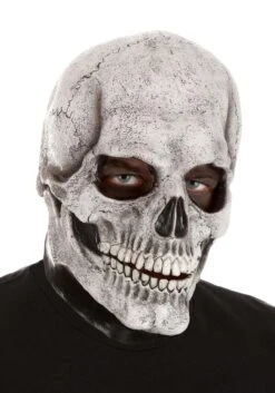 White Full Face Skeleton Mask For Adults -Halloween Night Deals Store skeleton full face mask white alt 3