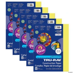 Tru-Ray Construction Paper, Lively Lemon, 9" X 12", 50 Sheets Per Pack, 5 Packs
