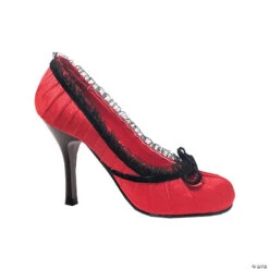 Women's Black & Red High Heel Doll Shoes