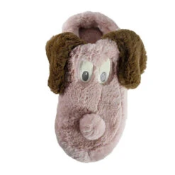 Women's Fluffy Slippers Cute Animals Hard Soles Indoors/Outdoors Non-Slip Warm For Men/Women/Girls Dog Rose Large By MinxNY