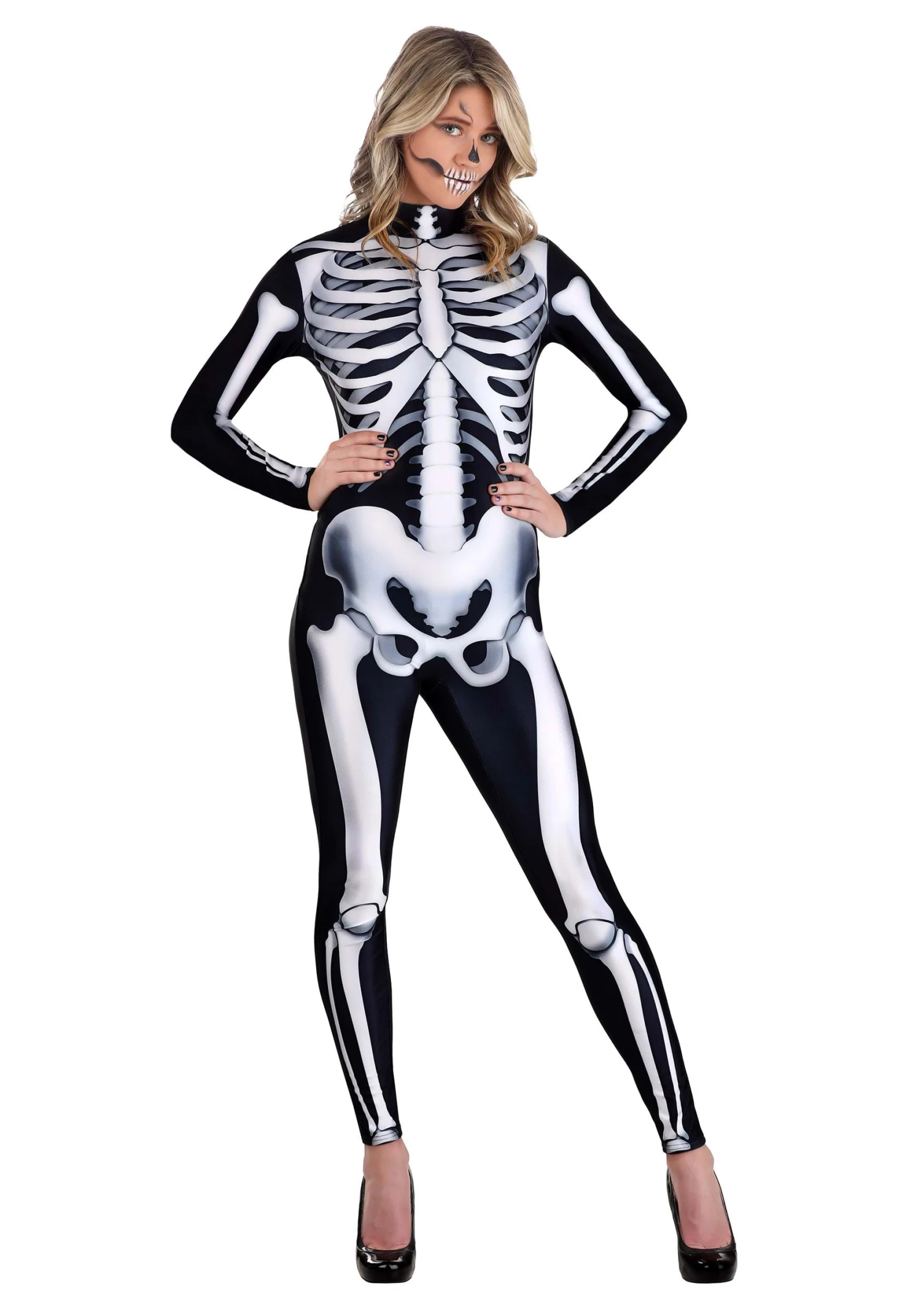 Skeleton Jumpsuit Costume For Women 1 Skeleton Jumpsuit Costume For Women
