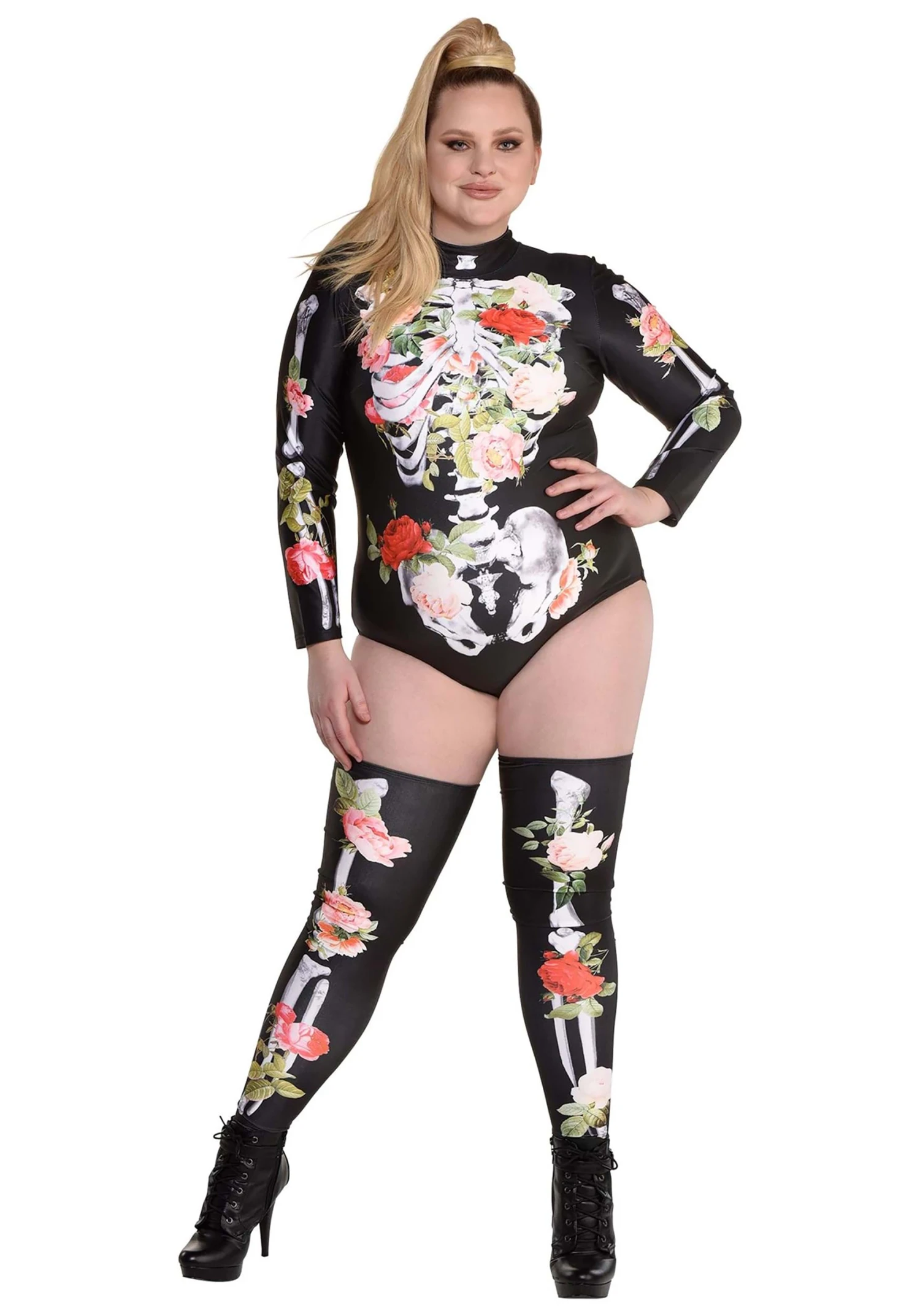 AMSCAN Plus Size Floral Skeleton Costume For Women 1 AMSCAN Plus Size Floral Skeleton Costume For Women