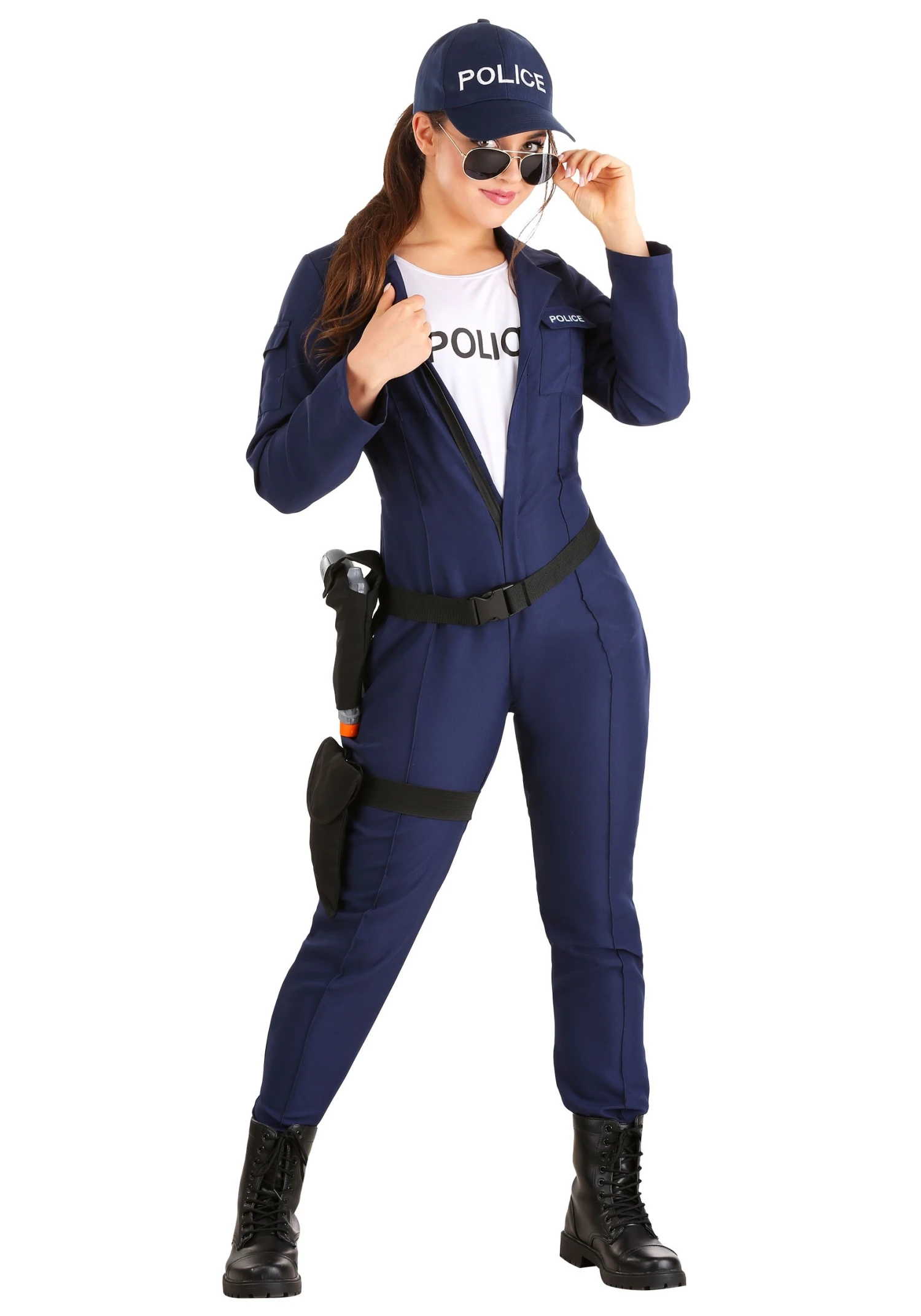 Women's Plus Size Tactical Cop Jumpsuit Costume 1 Women's Plus Size Tactical Cop Jumpsuit Costume