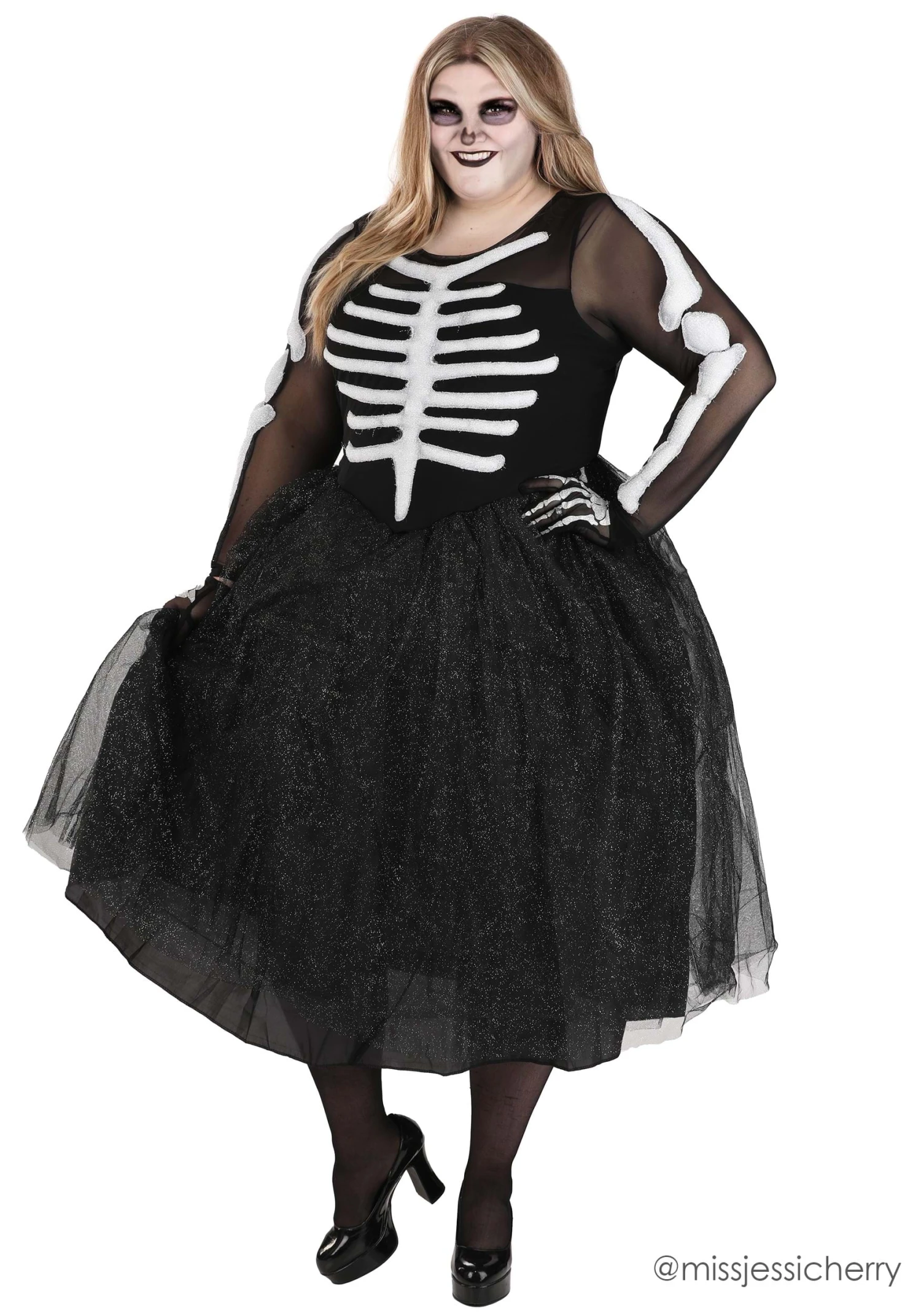 Women's Skeleton Beauty Plus Size Costume Dress 1 Women's Skeleton Beauty Plus Size Costume Dress