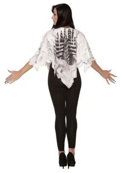 Tattered Skeleton Poncho Women's Costume 3 Tattered Skeleton Poncho Women's Costume -Halloween Night Deals Store womens tattered skeleton poncho costume alt 12