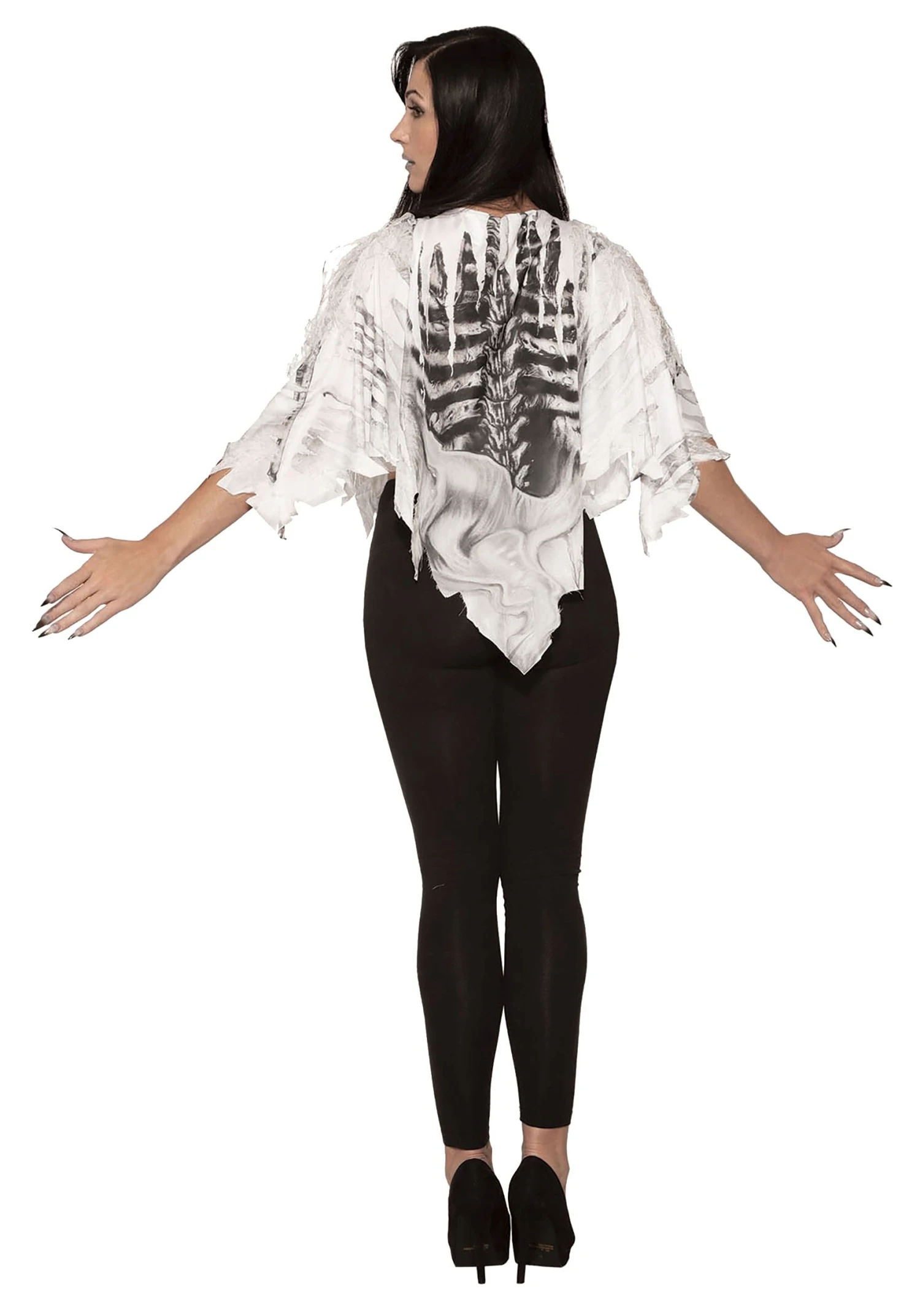 Tattered Skeleton Poncho Women's Costume 2 Tattered Skeleton Poncho Women's Costume - Image 2
