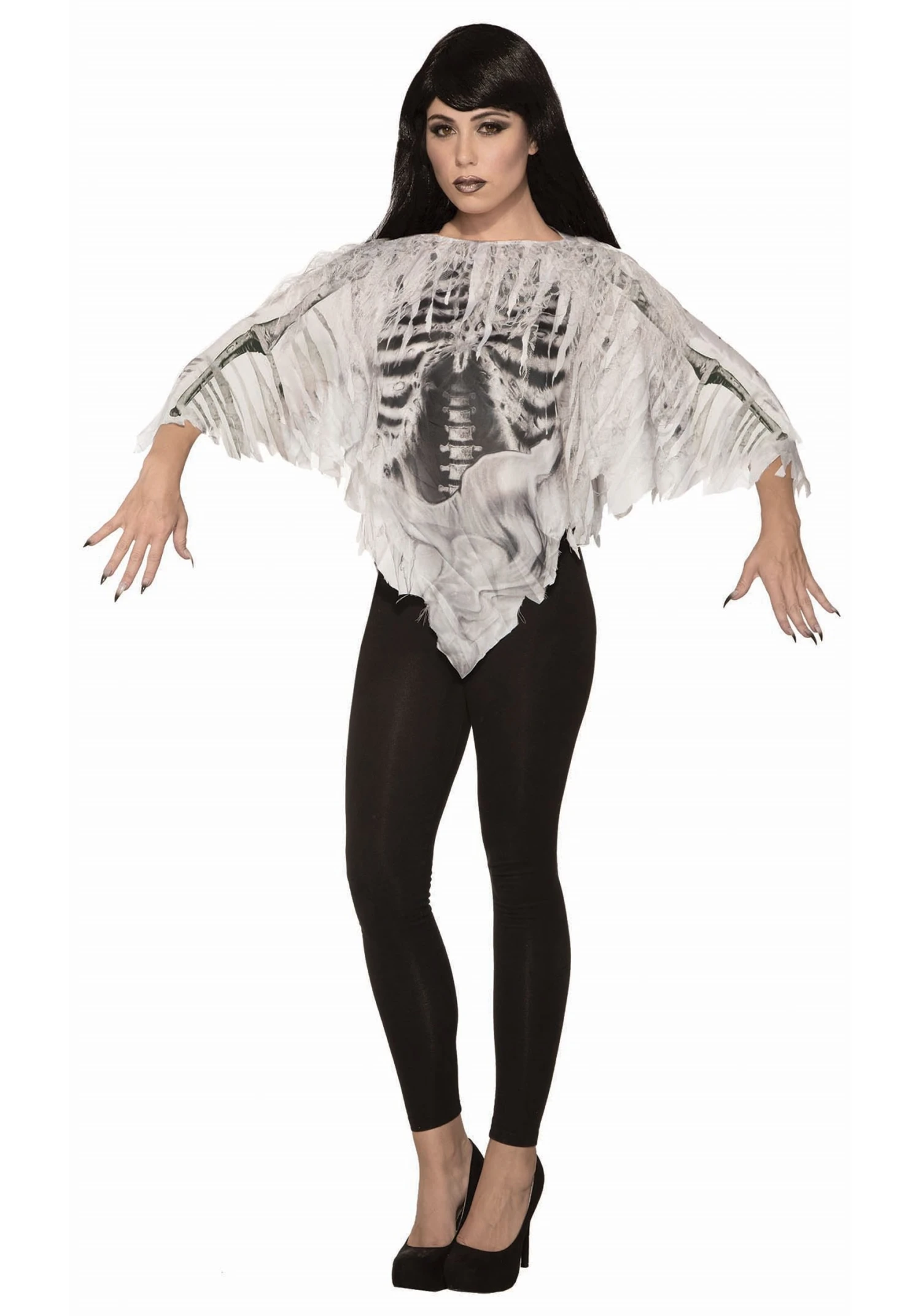 Tattered Skeleton Poncho Women's Costume 1 Tattered Skeleton Poncho Women's Costume