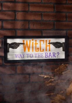 Wooden Witch Bar Halloween Sign Decoration