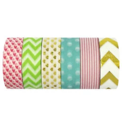 Wrapables All Things Pretty Washi Tapes Decorative Masking Tapes (AD86), Set Of 6