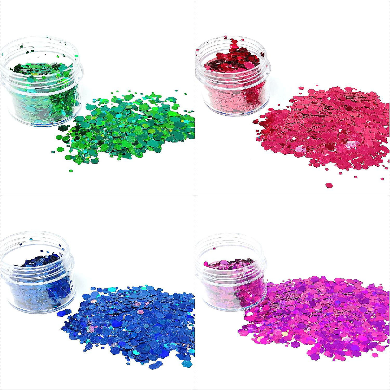 Wrapables Chunky Sparkling Glitter For Hair Face Makeup Nail Art Decoration (8 Colors), Rainbow Star Powder 2 Wrapables Chunky Sparkling Glitter For Hair Face Makeup Nail Art Decoration (8 Colors), Rainbow Star Powder - Image 2