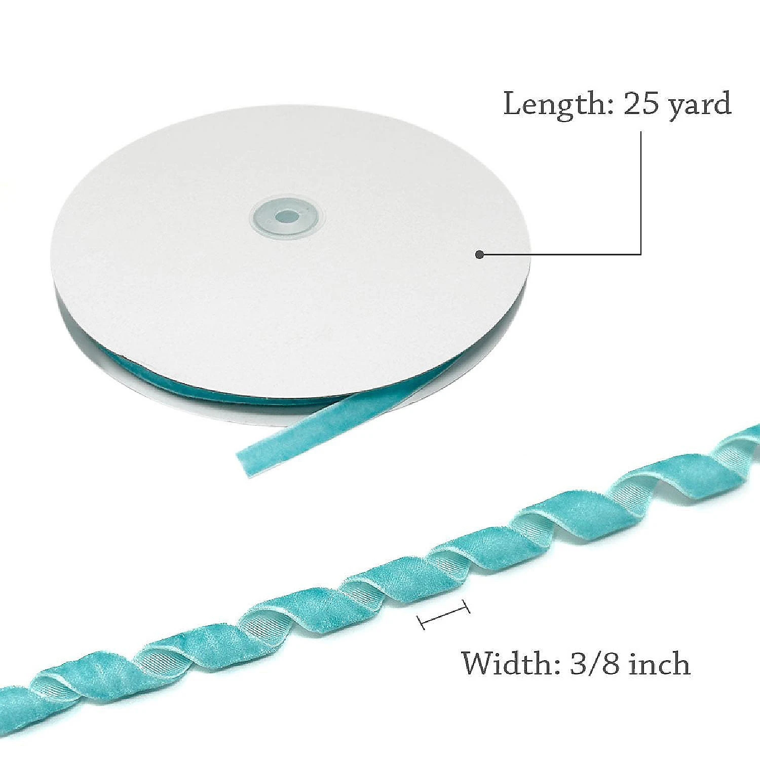 Wrapables Ice Blue 3/8 Inch Velvet Ribbon (25 Yards) 2 Wrapables Ice Blue 3/8 Inch Velvet Ribbon (25 Yards) - Image 2