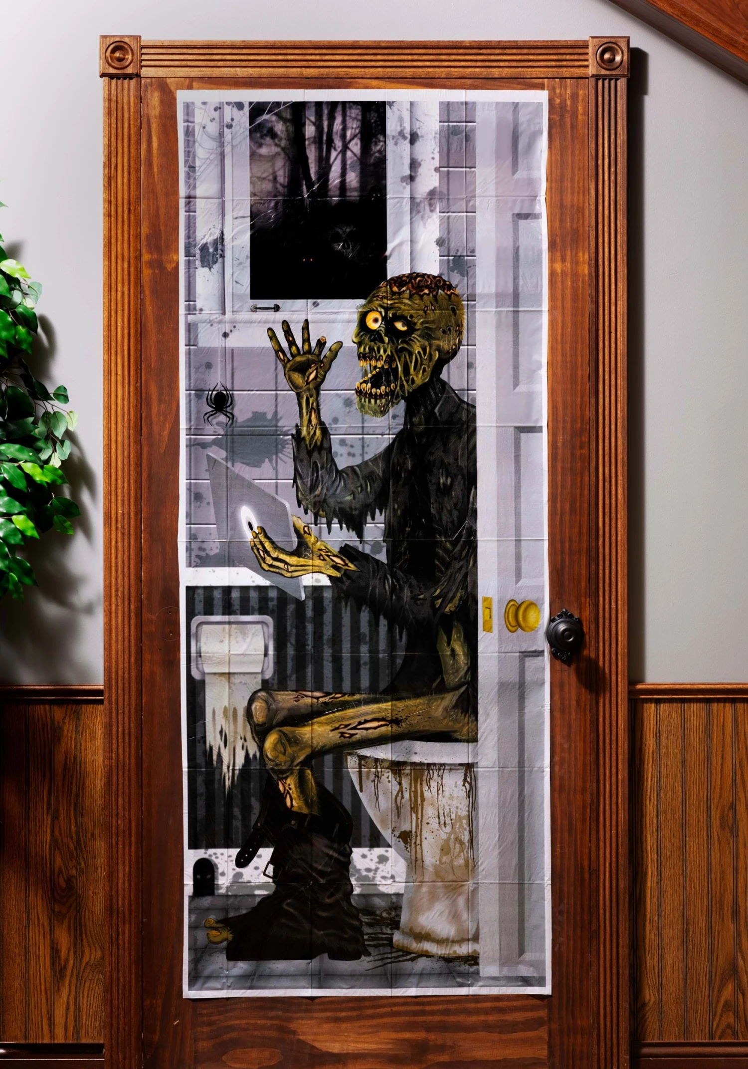 Fun World Zombie Toilet Door Cover Halloween Decoration 1 Fun World Zombie Toilet Door Cover Halloween Decoration